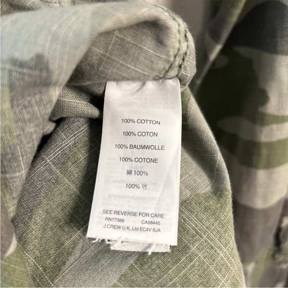 J.Crew Women’s Utility Military Camo Shirt Button Down Green Gray Size 0 Boy Fit - Picture 10 of 10